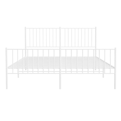 White Metal Bed Frame with Footboard 160x200cm - No Mattress