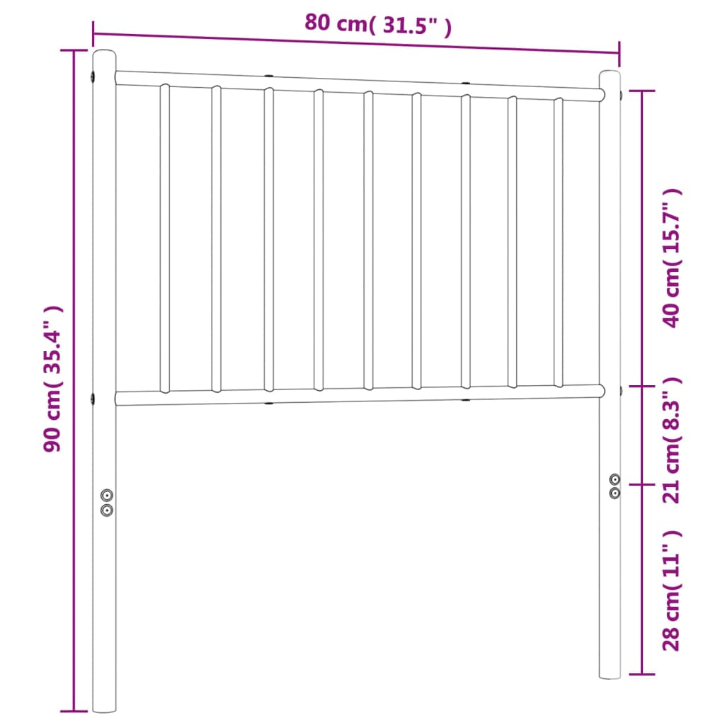 White Metal Headboard - Elegant Design, 75 cm