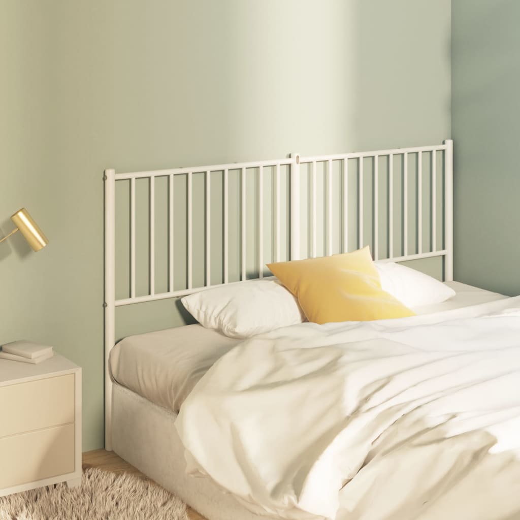 Elegant White Metal Headboard - Sturdy 160 cm Frame