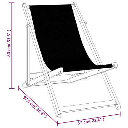 2-Piece Black Aluminum Folding Beach Chairs - Durable Textilene