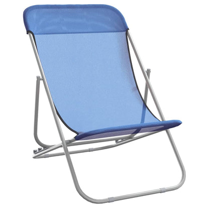 2-Piece Blue Textilene Folding Beach Chairs, Powder-Coated Steel