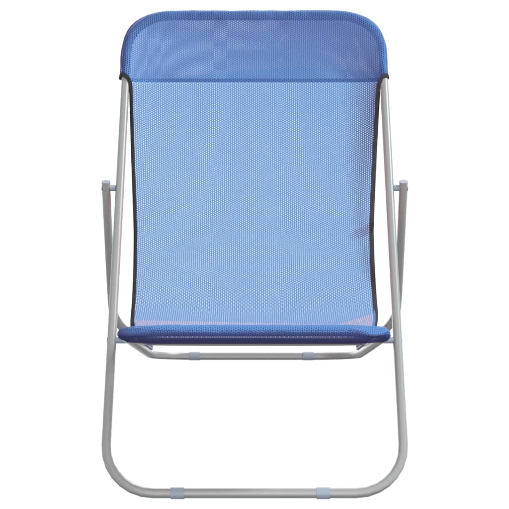 2-Piece Blue Textilene Folding Beach Chairs, Powder-Coated Steel