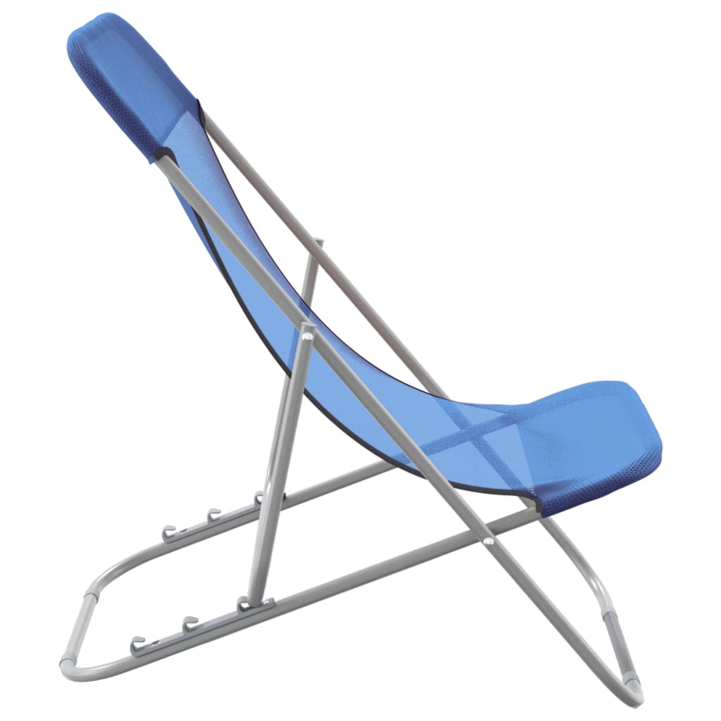 2-Piece Blue Textilene Folding Beach Chairs, Powder-Coated Steel