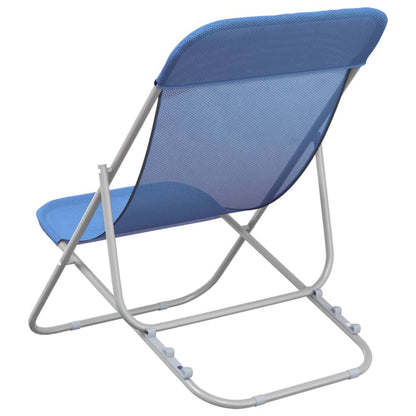 2-Piece Blue Textilene Folding Beach Chairs, Powder-Coated Steel