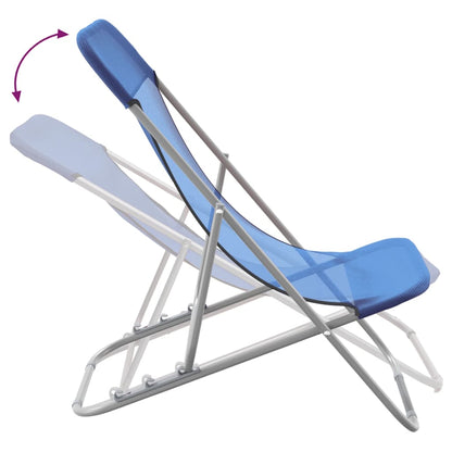 2-Piece Blue Textilene Folding Beach Chairs, Powder-Coated Steel