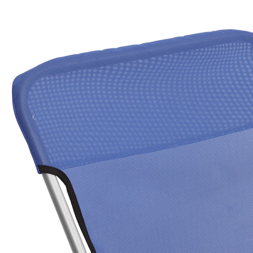 2-Piece Blue Textilene Folding Beach Chairs, Powder-Coated Steel