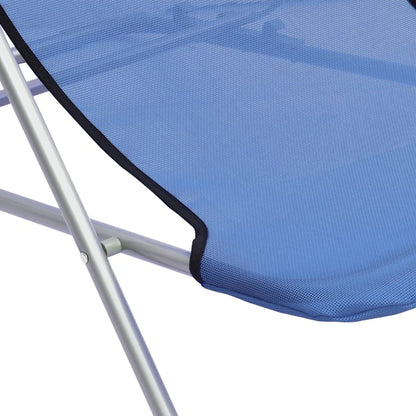 2-Piece Blue Textilene Folding Beach Chairs, Powder-Coated Steel