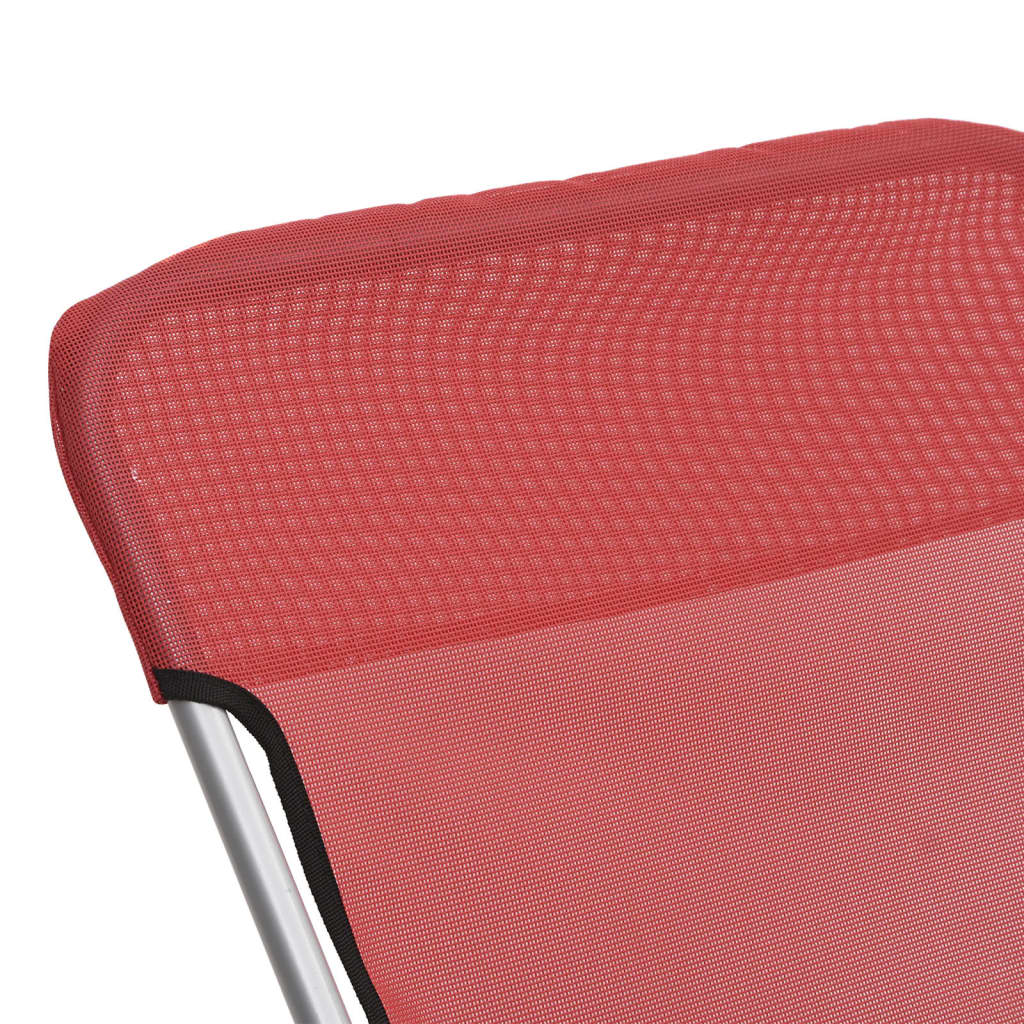 Set of 2 Red Textilene & Steel Folding Beach Chairs