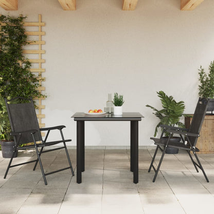 Melange Grey Steel & Textilene Folding Garden Chairs - Set of 2