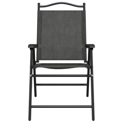 Melange Grey Steel & Textilene Folding Garden Chairs - Set of 2