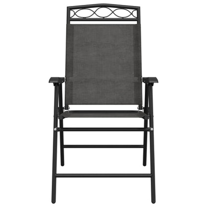 2-Piece Melange Grey Folding Garden Chairs - Steel & Textilene