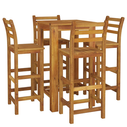5 Piece Garden Bar Set Solid Wood  Acacia