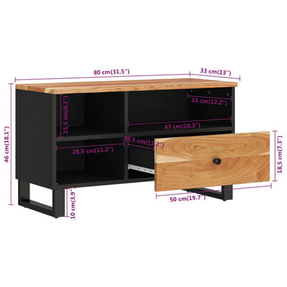 TV Cabinet 80x33x46 cm Solid Wood Acacia and Engineered Wood