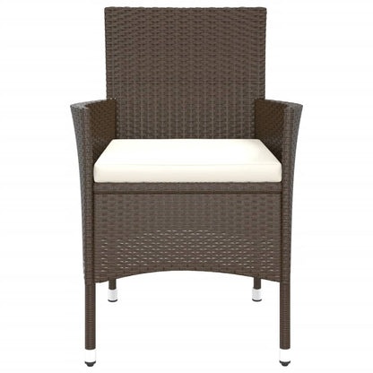 Brown Poly Rattan Garden Chairs with Cushions, Set of 2