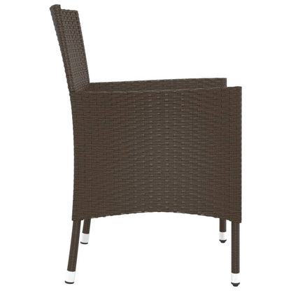 Brown Poly Rattan Garden Chairs with Cushions, Set of 2