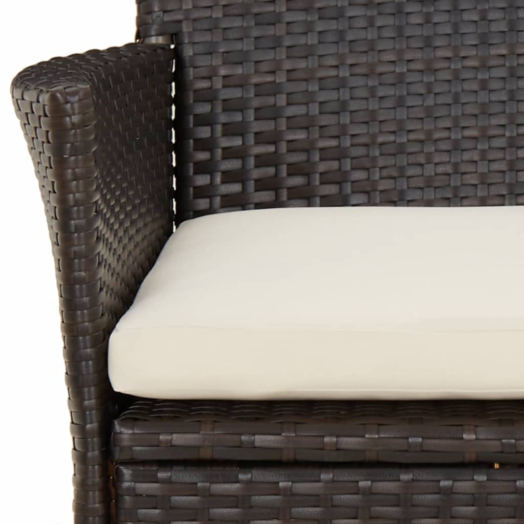 Brown Poly Rattan Garden Chairs with Cushions, Set of 2