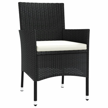 Elegant Black Poly Rattan Garden Chairs with Cushions - 2 Piece Set