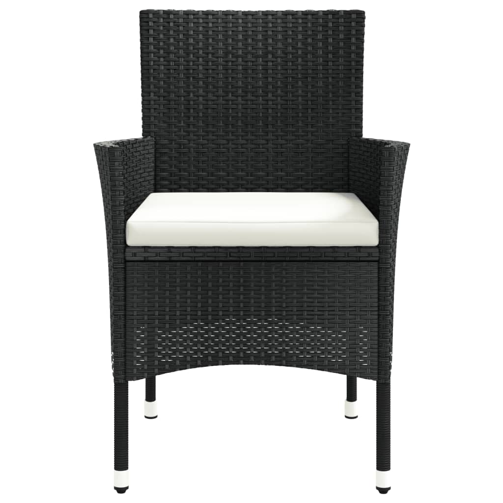 Elegant Black Poly Rattan Garden Chairs with Cushions - 2 Piece Set