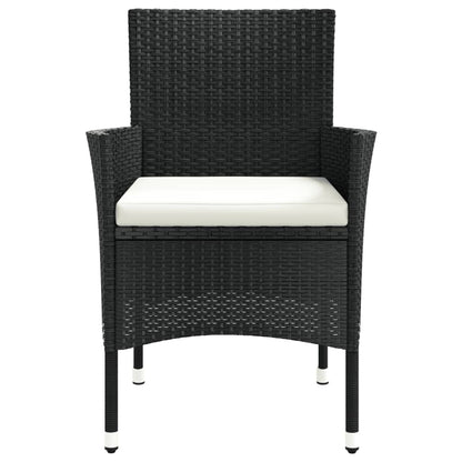 Elegant Black Poly Rattan Garden Chairs with Cushions - 2 Piece Set