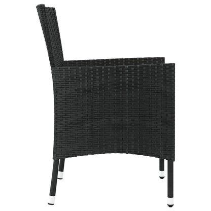 Elegant Black Poly Rattan Garden Chairs with Cushions - 2 Piece Set