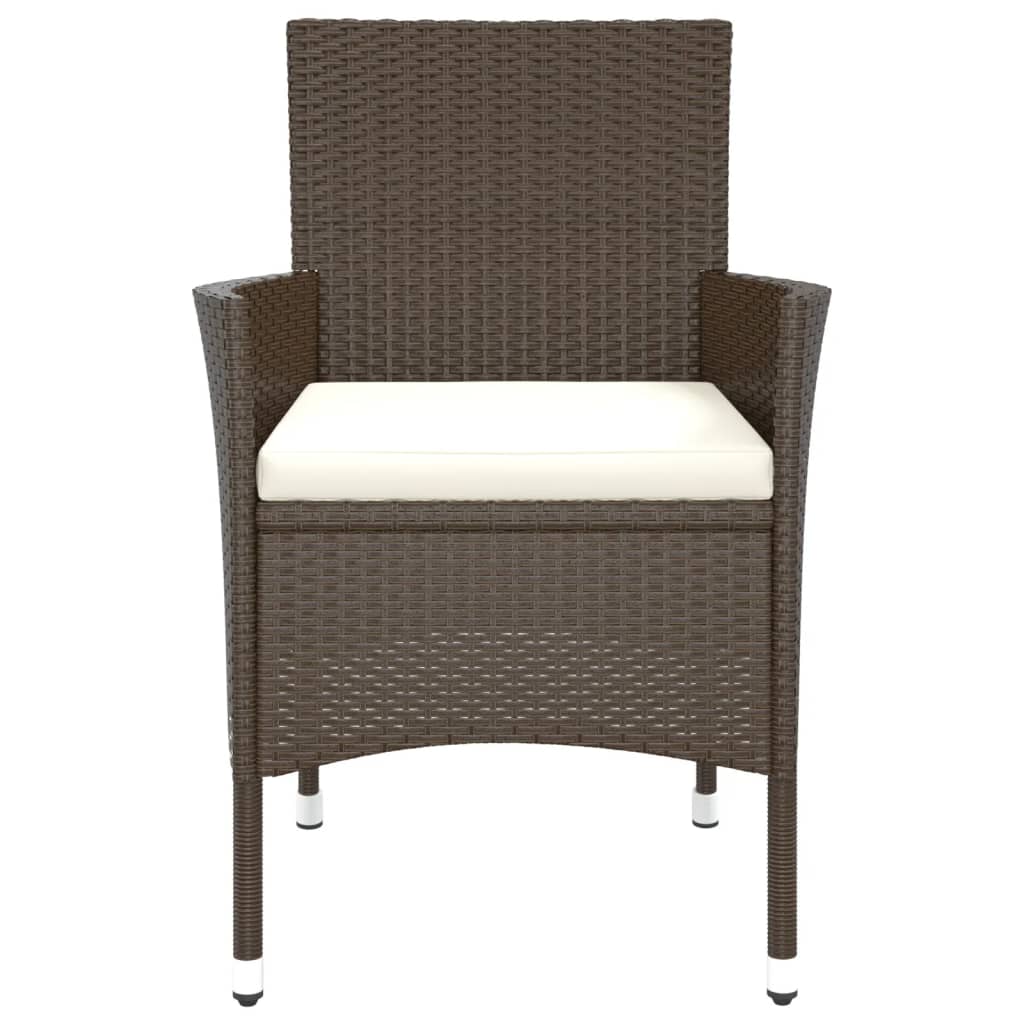 4-Piece Brown Poly Rattan Garden Chairs with Cushions