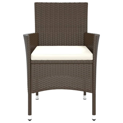 4-Piece Brown Poly Rattan Garden Chairs with Cushions