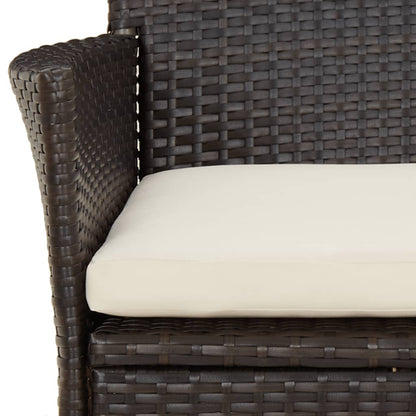 4-Piece Brown Poly Rattan Garden Chairs with Cushions