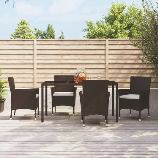 4-Piece Brown Poly Rattan Garden Chairs with Cushions