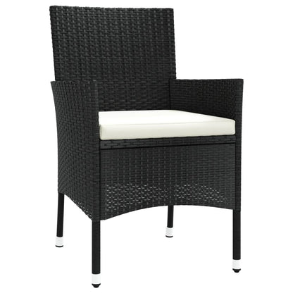 4-Piece Black Poly Rattan Garden Chairs with Cushions