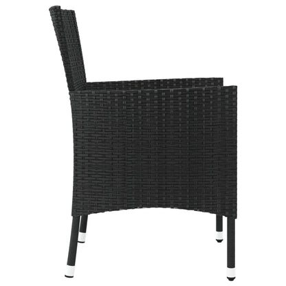 4-Piece Black Poly Rattan Garden Chairs with Cushions