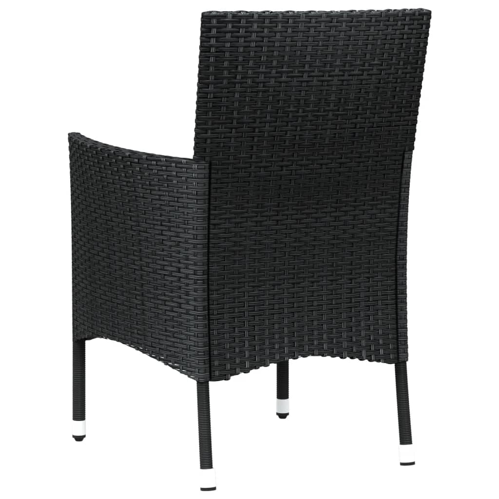 4-Piece Black Poly Rattan Garden Chairs with Cushions