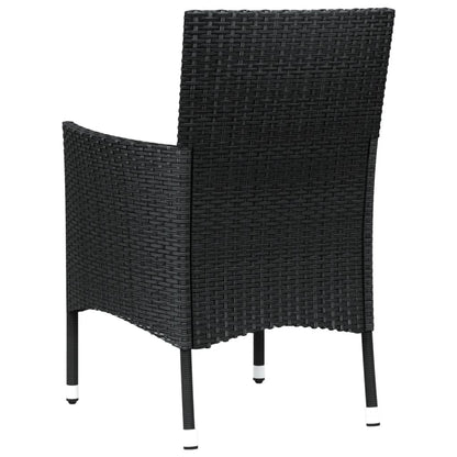 4-Piece Black Poly Rattan Garden Chairs with Cushions
