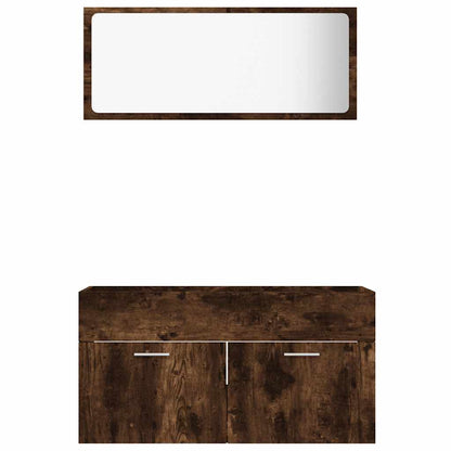 2-Piece Smoked Oak Bathroom Set - Engineered Wood