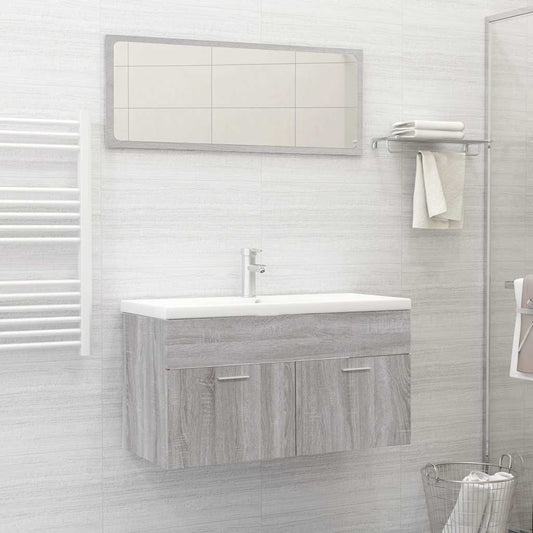 2-Piece Grey Sonoma Engineered Wood Bathroom Set