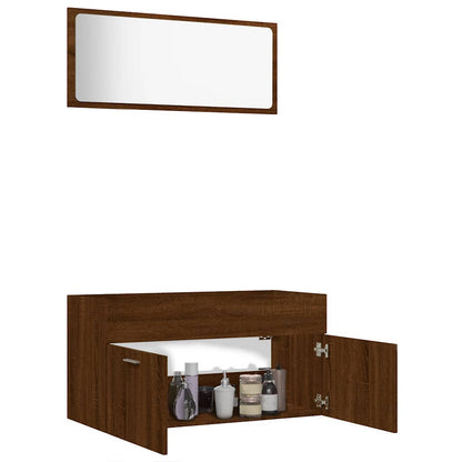 2-Piece Brown Oak Bathroom Set - Engineered Wood