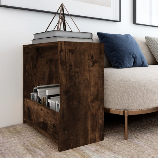 Smoked Oak Side Table - Engineered Wood, 50x26x50 cm