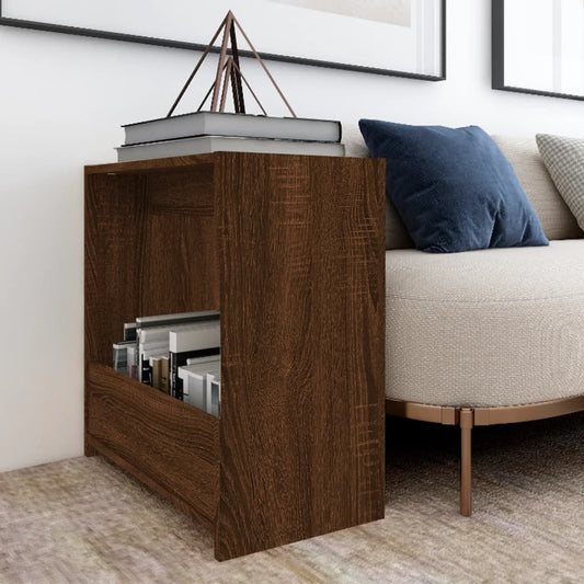 Brown Oak Engineered Wood Side Table - 50x26x50 cm