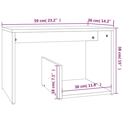 Smoked Oak Side Table - 59x36x38 cm, Durable Engineered Wood