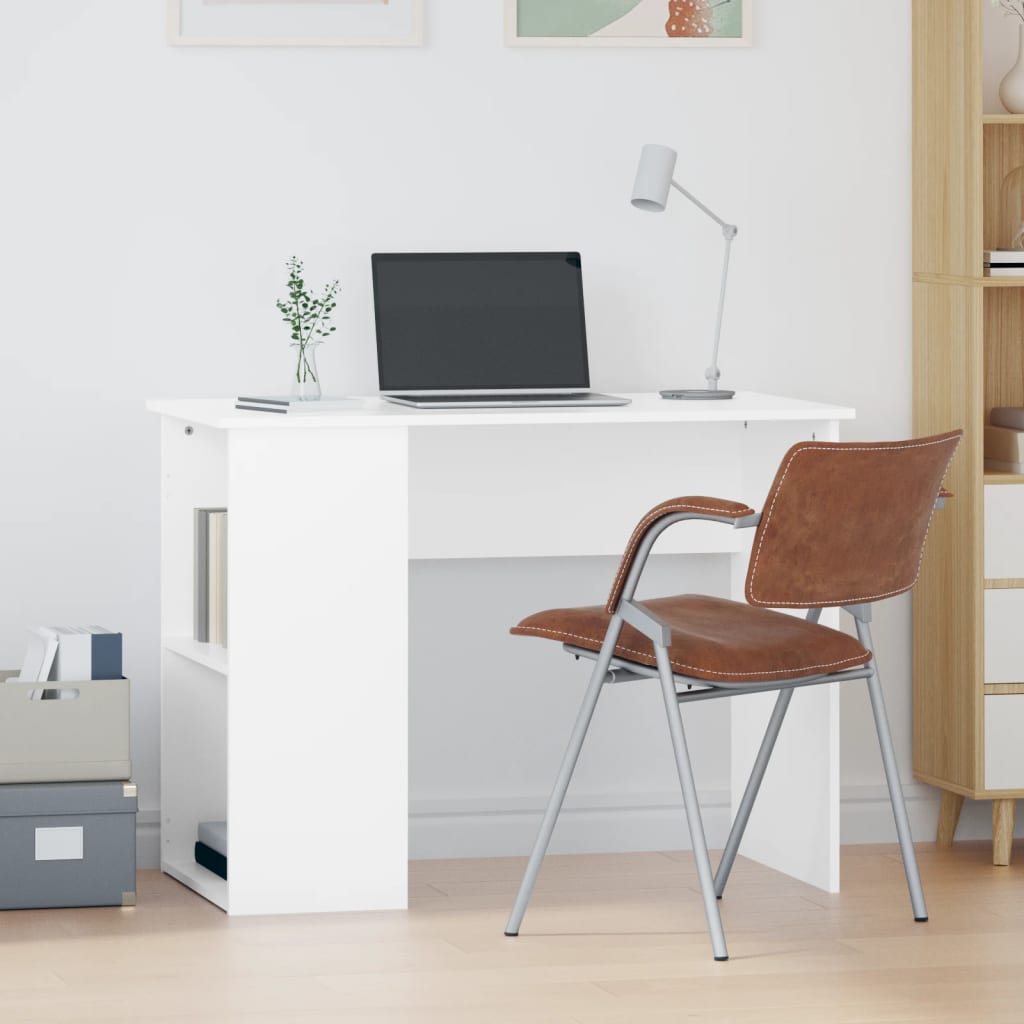 Elegant White Desk 100x55x75cm | Engineered Wood Workspace
