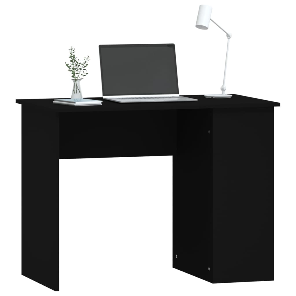 Sleek Black Engineered Wood Desk - 100x55x75 cm Office Table
