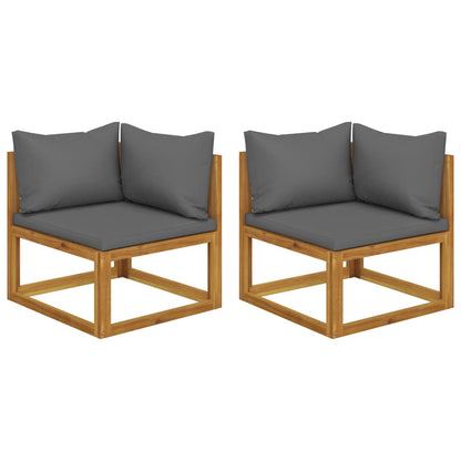 Solid Acacia Wood Sectional Sofas 2pcs with Cushions - Elegant Comfort
