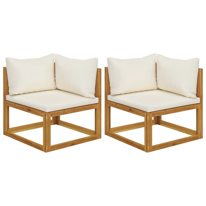 Elegant Acacia Wood 2-Pc Sectional Corner Sofas with Cushions