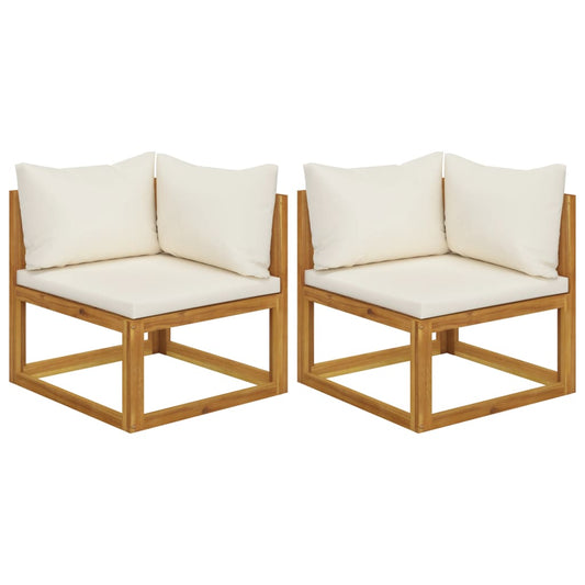 Elegant Acacia Wood 2-Pc Sectional Corner Sofas with Cushions