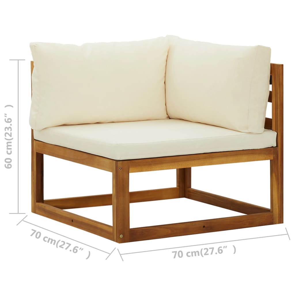 Elegant Acacia Wood 2-Pc Sectional Corner Sofas with Cushions