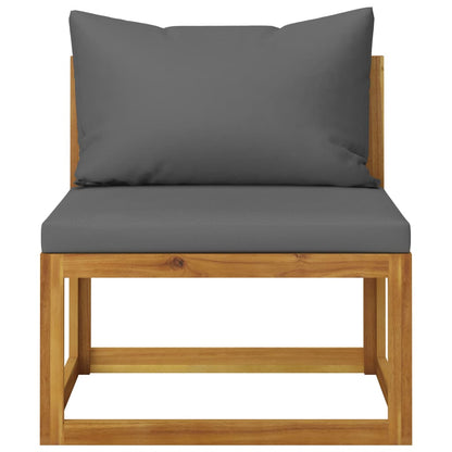 2-Piece Dark Grey Solid Wood Acacia Sofa Set with Cushions