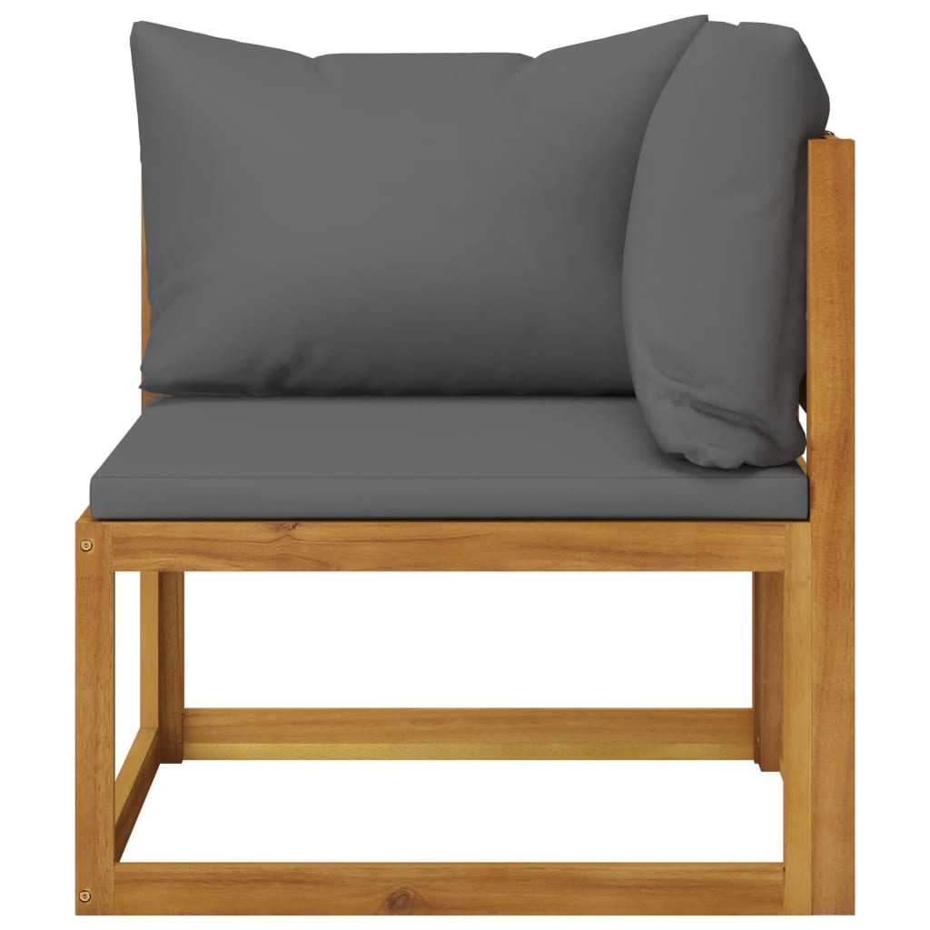 2-Piece Dark Grey Solid Wood Acacia Sofa Set with Cushions