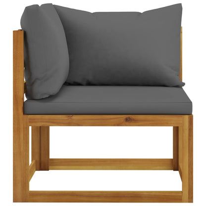 2-Piece Dark Grey Solid Wood Acacia Sofa Set with Cushions