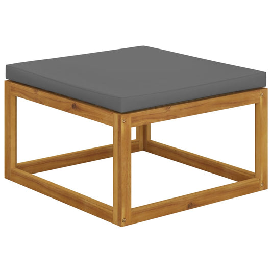 Acacia Wood Footrest with Dark Grey Cushion