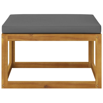 Acacia Wood Footrest with Dark Grey Cushion