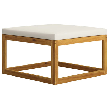 Cream White Cushion Footrest | Solid Acacia Wood